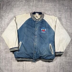 Walt Disney World Jacket Mens 2XL Blue Denim Vtg Y2K Fantasia Mickey Embroidered